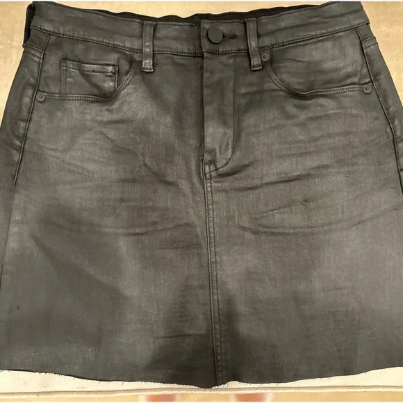 BLANK NYC Black wax coated denim skirt, 27